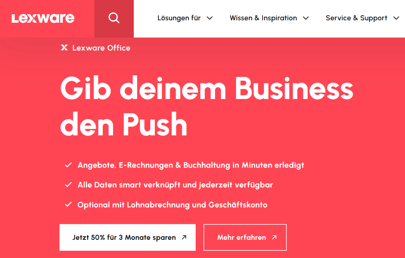 Website-Screenshot Lexware Office Website-Screenshot Lexware Office