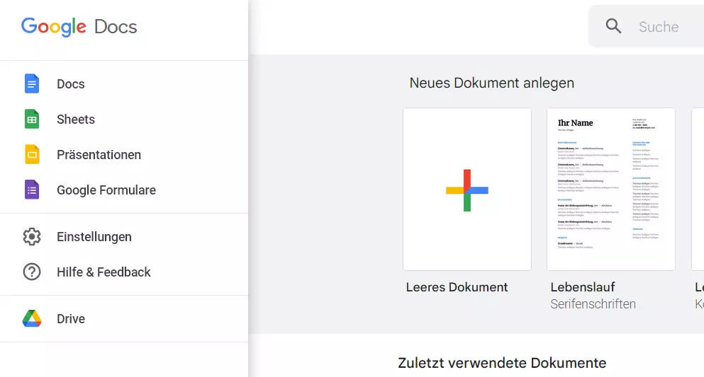 Screenshot von Google Docs (Google Workspace) Screenshot von Google Docs (Google Workspace)