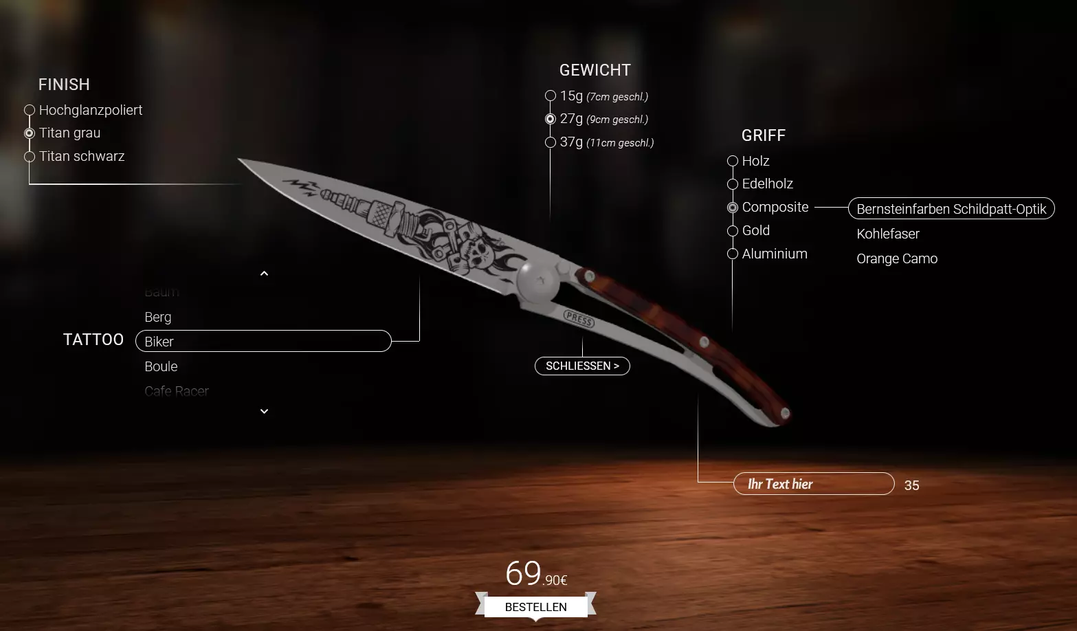 3D-Messer-Animation auf der Deejo-Homepage 3D-Messer-Animation auf der Deejo-Homepage