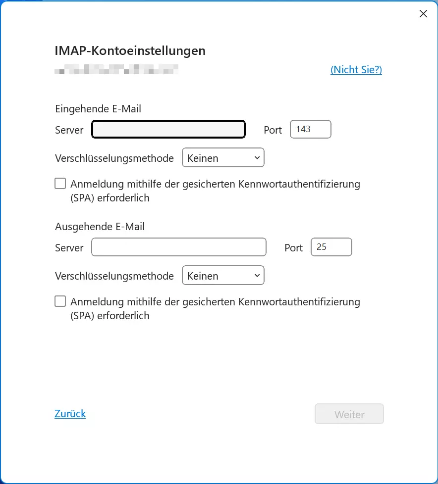 IMAP-Kontoeinstellungen IMAP-Kontoeinstellungen