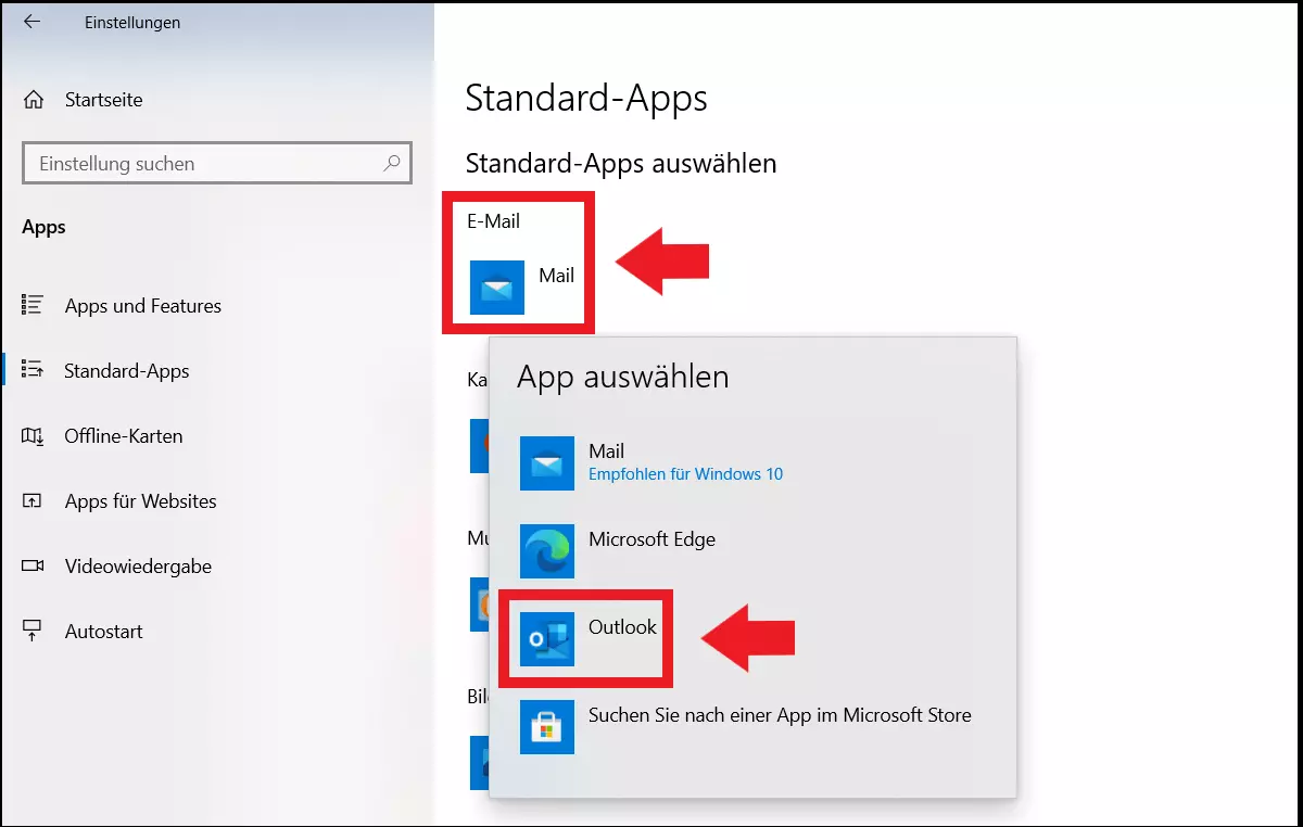Windows 10: Standard-App für E-Mail auswählen Windows 10: Standard-App für E-Mail auswählen