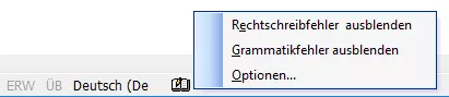 Bild: Symbol der Rechtschreibprüfung in der Statusleiste in Word 2003 