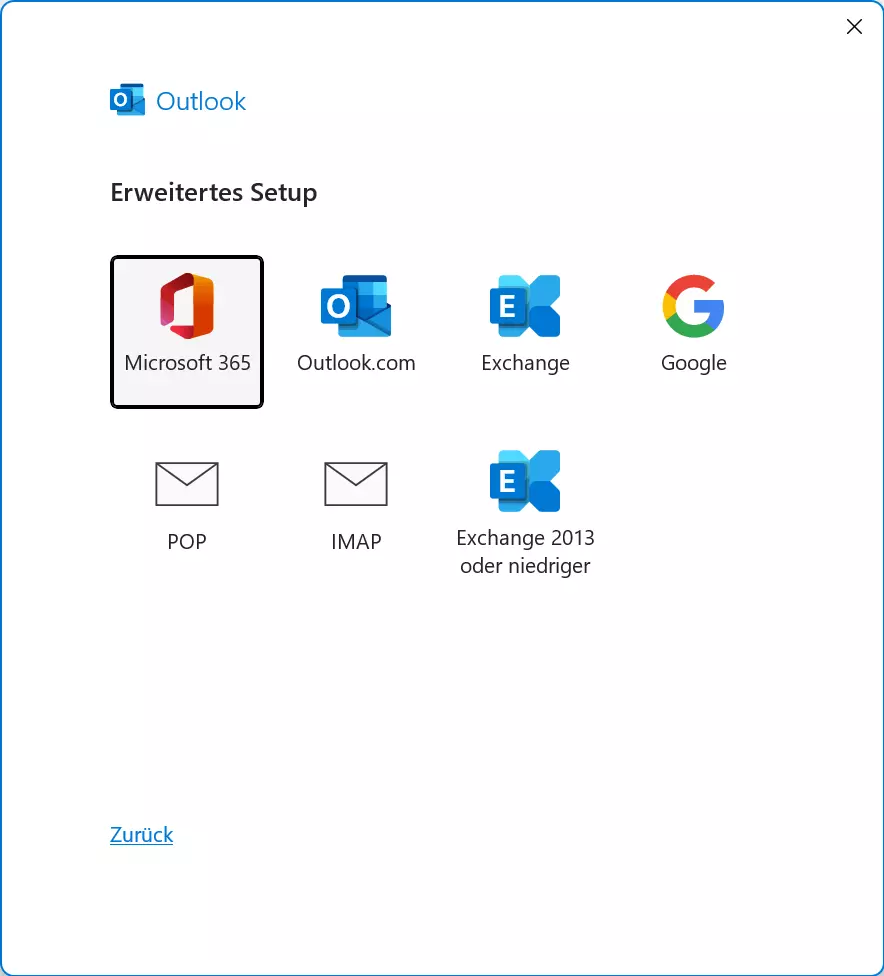 „Konto hinzufügen“ in Outlook „Konto hinzufügen“ in Outlook